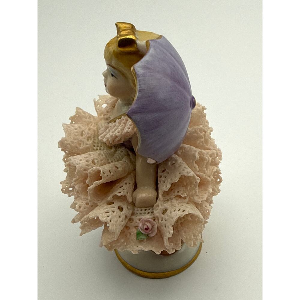 Irish Dresden "Deirdre" with Umbrella Porcelain Figurine - Picture 2 of 6